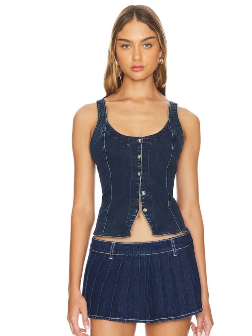 Free People Kara Vest in Rugged Denim